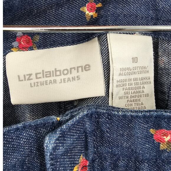 LIZ CLAIBORNE Denim Floral Jeans Pants Womens Size 10 - Picture 2 of 3